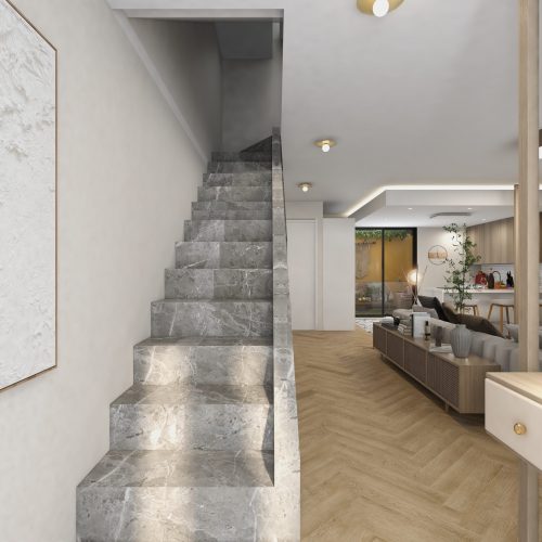 living-room-with-staircase-picture-house-with-picture-tree-wall